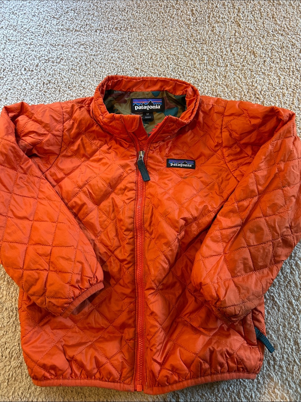 Patagonia Kids Bright Orange Quilted Puffer Jacket